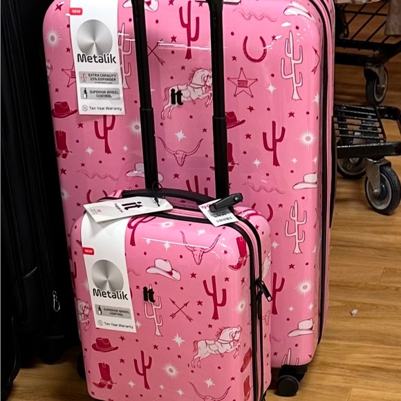 Handbags - Western Pink Cactus and Cowboy Print Luggage Set